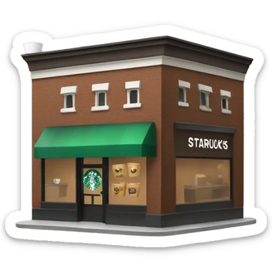 One coffee shop building# with one starbucks logo sticker