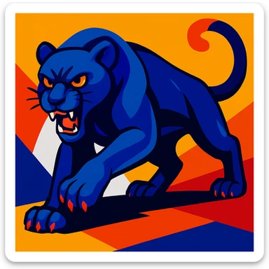 Add a solid white background behind the blue panther, keep the rest unchanged. sticker