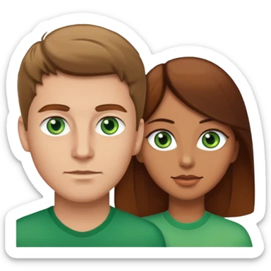 White male with big white female naked brown hair woman has green eyes sticker