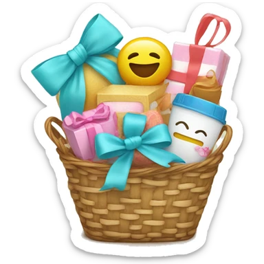 cute gift basket with cute gifts  sticker