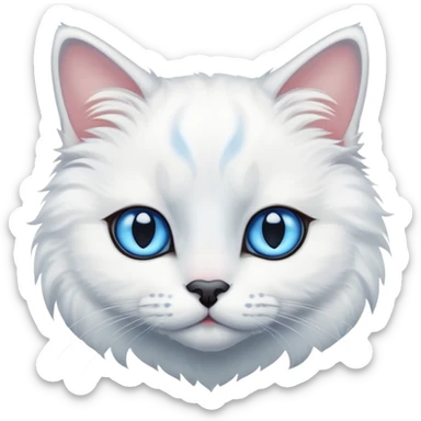 white cat with blue eyes and a black spot on forehead sticker