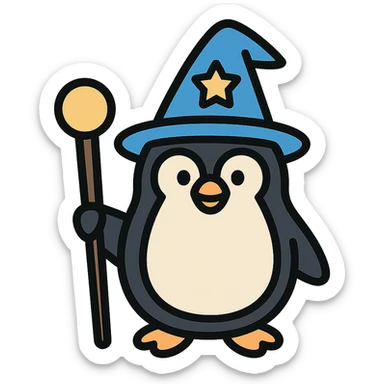 penguin wizard sticker