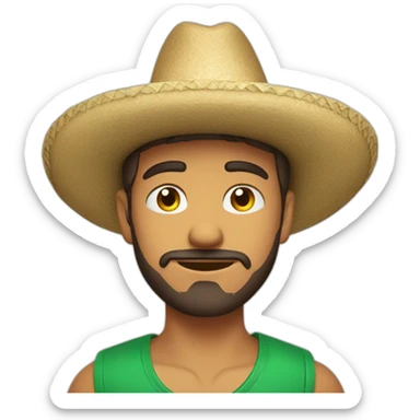 young man wearing a mexican hat with short beard sticker