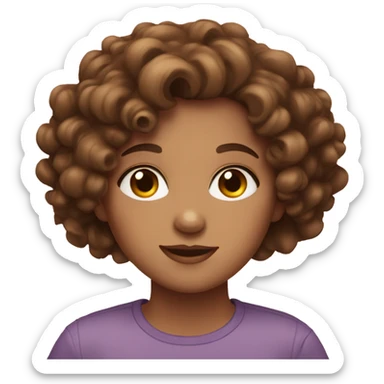 Girl with brown curly hair and hazel eyes sticker