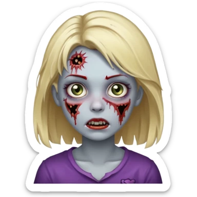 girl zombie with blonde hair sticker