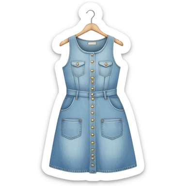vintage light wash women's denim dress on hanger sticker