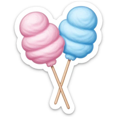 Pink and blue fluffy cotton candy on a stick sticker