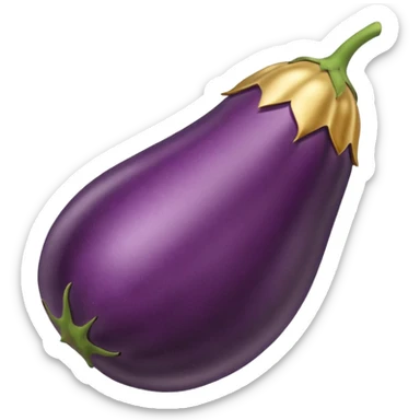 Eggplant from the side wearing a halo sticker