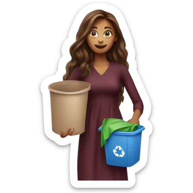 Beautiful burgundy long haired woman taking out the trash sticker