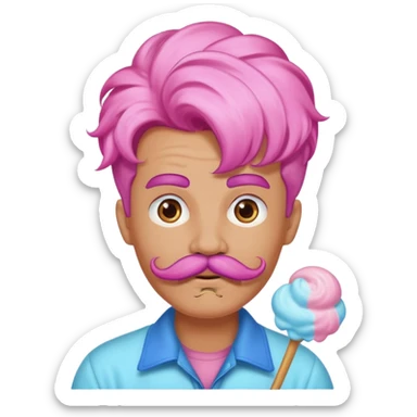 cloud person cotton candy sassy very big mustached sticker