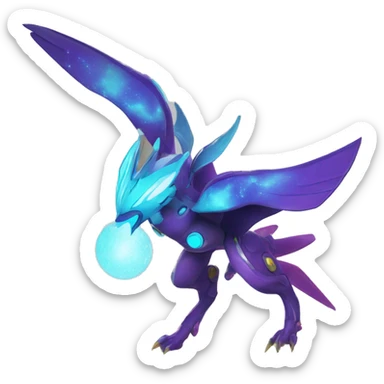Celestial Neon Colors Vibrant Colors Flying Futuristic Fakémon-Legendary-Pokémon-Creature Full Body sticker