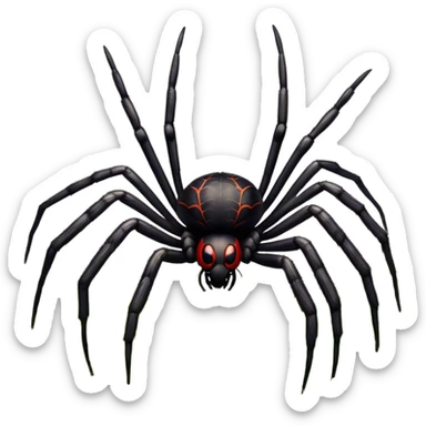 Huge spider sitting on grass with flowers, surrounded by a lush meadow. Detailed legs and body, with soft natural lighting enhancing its texture. Calm, serene background with vibrant greenery and a clear sky. Transparent background. sticker