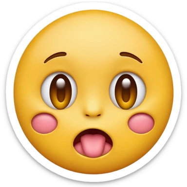 Round yellow emoji face with a bored expression, downturned mouth and tongue poking out sticker