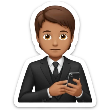 Mach mir einen Trader an der Wallstreet mit anzug und braunen haaren mit einenm handy in der han sticker