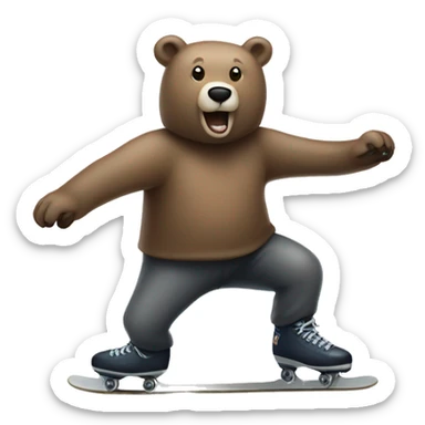 a bear skating on ice sticker