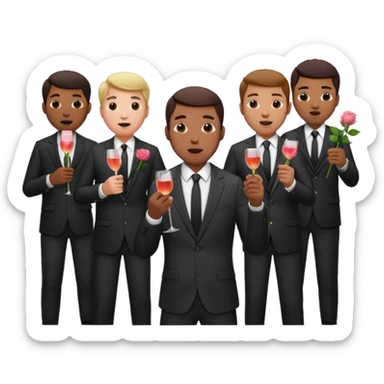 Create emoji but must be men that holding rosé stem in his mouth sticker