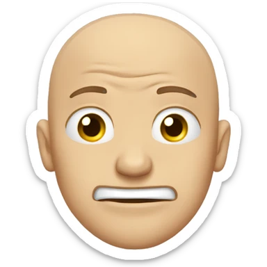 A bald man with a lightning-shaped scratch on his head, crying in frustration. sticker