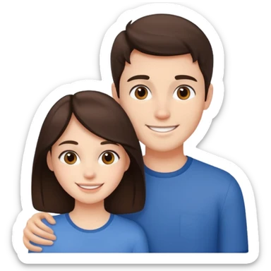 a brunette boy with his girlfriend sticker