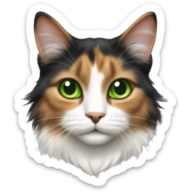 Long-haired Calico cat with green eyes sticker
