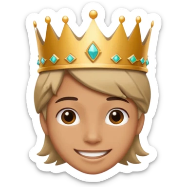 A stylish teen wearing a hand-crafted crown for fun. sticker