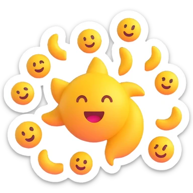 motion graphics emoji, dynamic shapes, vibrant colors, sense of movement, modern 3D style sticker