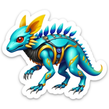  exotic tropical cyber-Protogen-Fakémon-Vernid-creature (full body) sticker