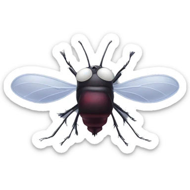 A midge (very tiny fly from scotland) looking like a vampire (tooth) sticker