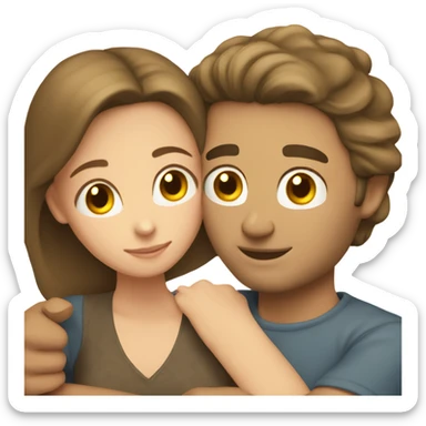 caucasian men hugging brunette girl sticker