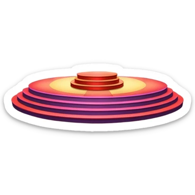 A concert-style stage with colored lights pointing downward. sticker