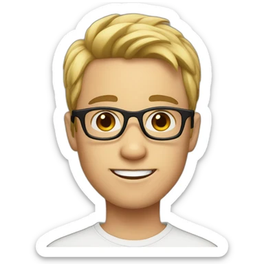 Fair skin boy with black glasses sticker