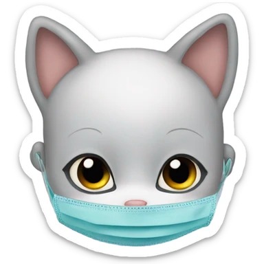 baby cat with covid mask sticker