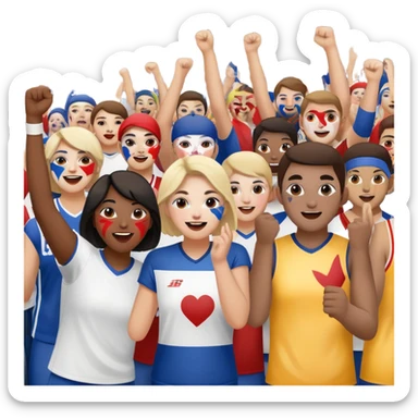 group of fans with painted faces, cheering at a sports event sticker