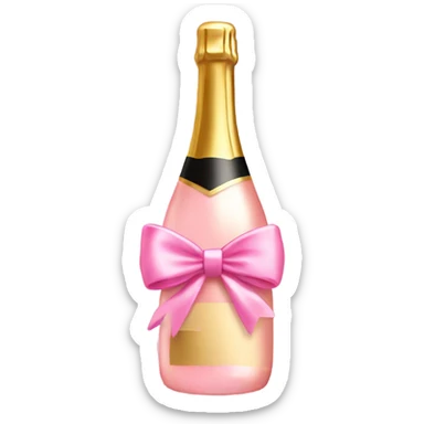 Pink champagne with gold bow sticker