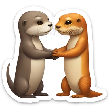 Otter holding hands with bearded dragon sticker