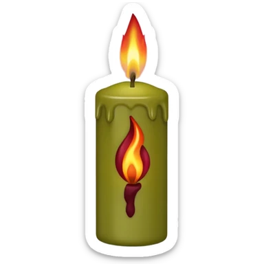 iOS emoji : olive green candle with burgundi flame  sticker