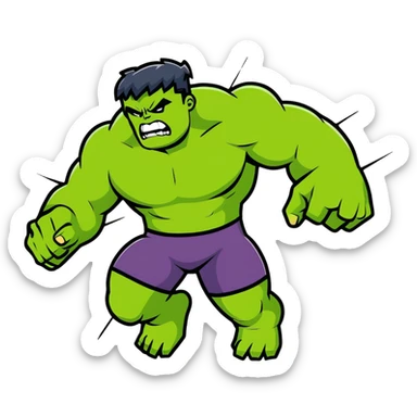 hulk superhero smashing sticker