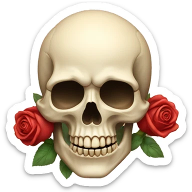 Skull with roses on top left sticker