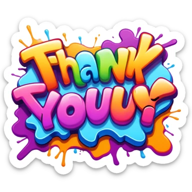 Graffiti the word thank you sticker