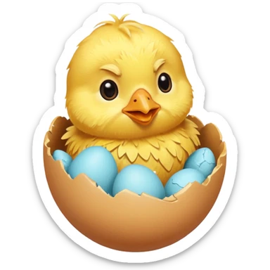 Chick in a egg doing various things  sticker