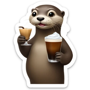 Otter holding an espresso martini sticker