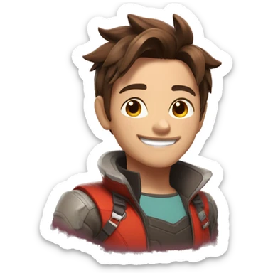 happy tracer in red with short hair sticker