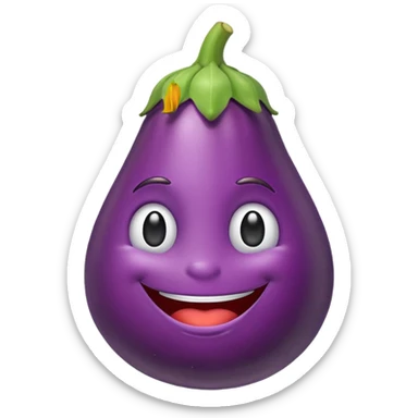 smiling eggplant sticker