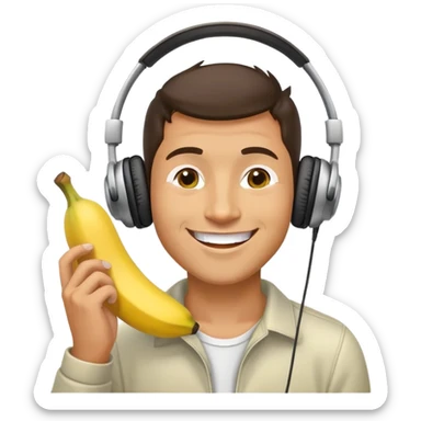 A man making music and eating a banana. sticker