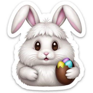 Easter bunny with chocolate sticker