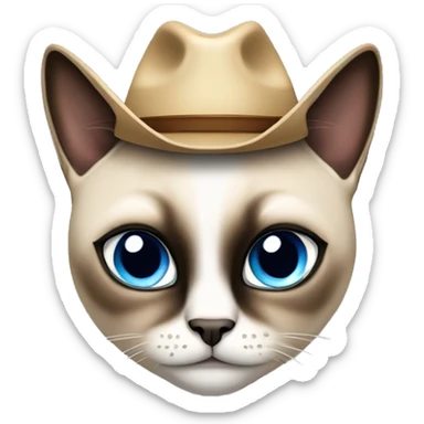 Fat Siamese cat blue eyes cowgirl hat sticker