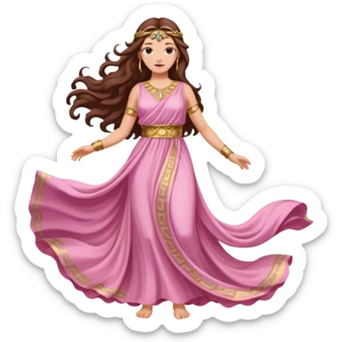 Pink greek goddess long brunette hair sticker