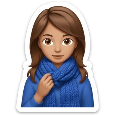  Woman with brown hair and highlights light brown eyes no glasses Knitting emoji sticker