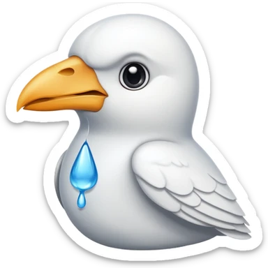 a white crow emoji with a tear sticker