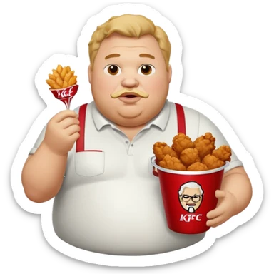 A fat guy eating kfc fried chiceb sticker