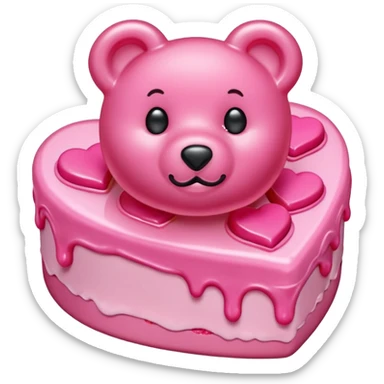 transparent pink gummy bear heart pink  cake  sticker